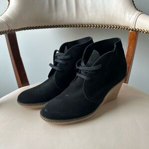 J. Crew black suede wedge ankle boots